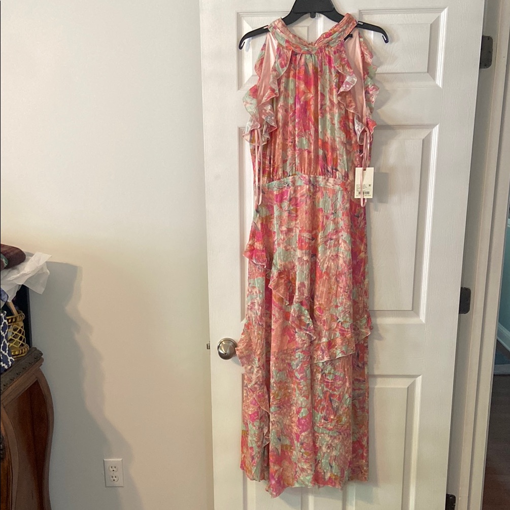 Alex Marie Floral Ruffle Maxi Dress Size 10 Brand New Length 56 Bust 34